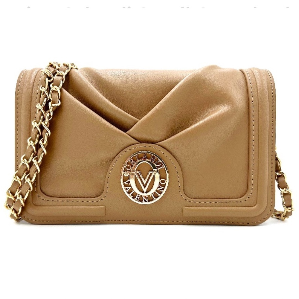 NWT Taupe Small Crossbody with Pleated Design and Thin Strap